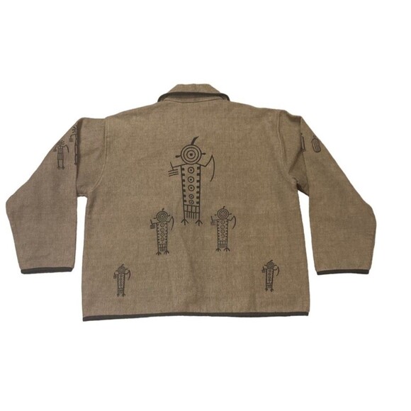 Venus Imports shacket top hieroglyphics large white buttons Nepal brown black - Picture 4 of 16